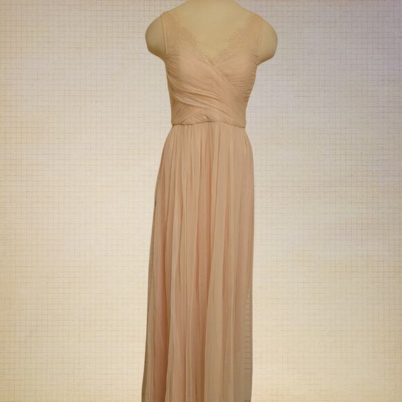 Hitherto Sleevless Chiffon Long Prom Gown Evening Cocktail Dress Cream Womens 2 - Picture 1 of 10